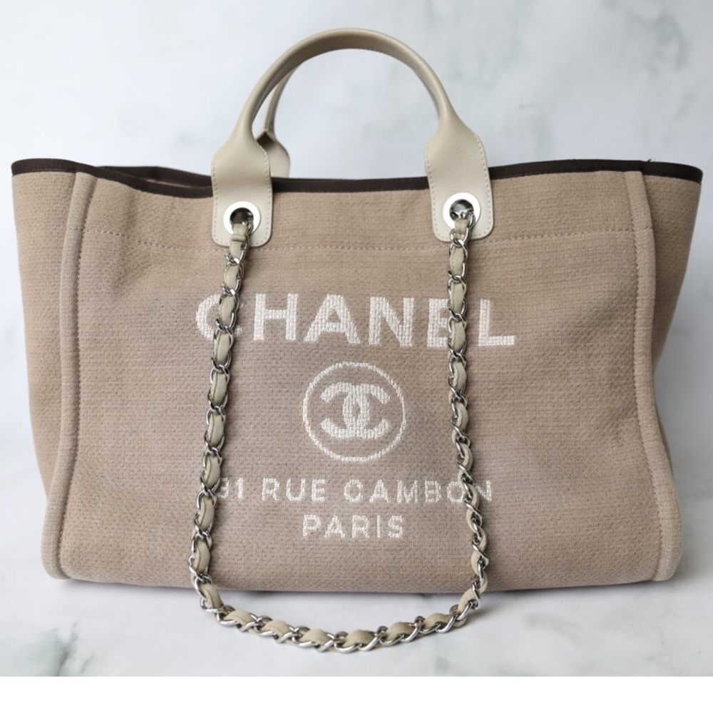 ***SOLD*** CHANEL Beige Canvas Deauville Large Tote Bag - Picture 1 of 16
